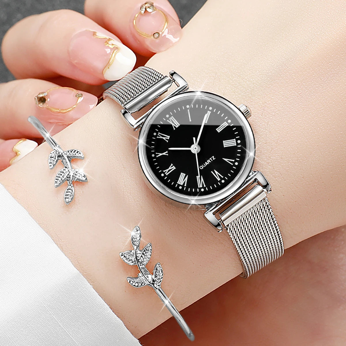 2PCS Opening Cuff Bracelet Bangle Set(Without Box)