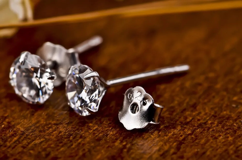 Crystal Zircon Real 925 Sterling Silver Earrings Channel