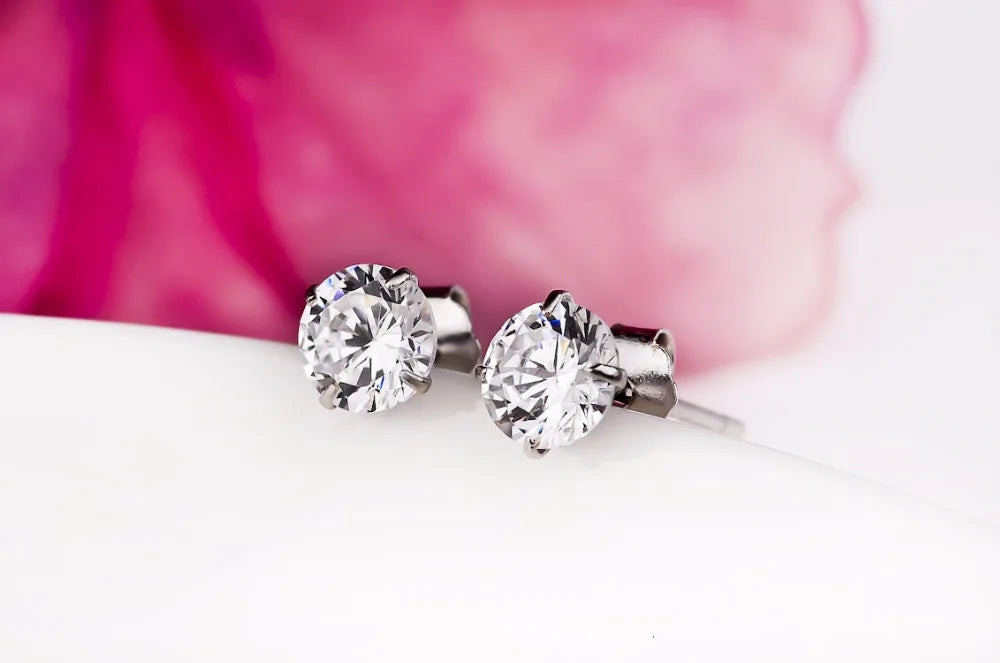 Crystal Zircon Real 925 Sterling Silver Earrings Channel