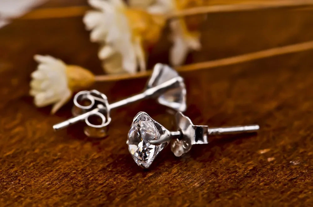 Crystal Zircon Real 925 Sterling Silver Earrings Channel